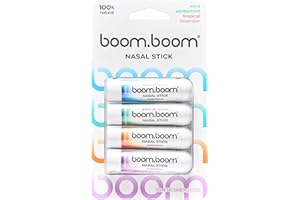 BoomBoom Nasal Stick | Vapor Flow Technology | Cool Refreshing Sensation | Natural Mood Boost | Simple Ingredients | Essential Oils + Menthol Inhaler (Mint, Wintermint, Tropical, Lavender)