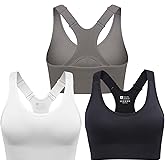 Sports Bras for Women Pack Racerback High Support Bras with Adjustable Straps-Padded Seamless Yoga Bra