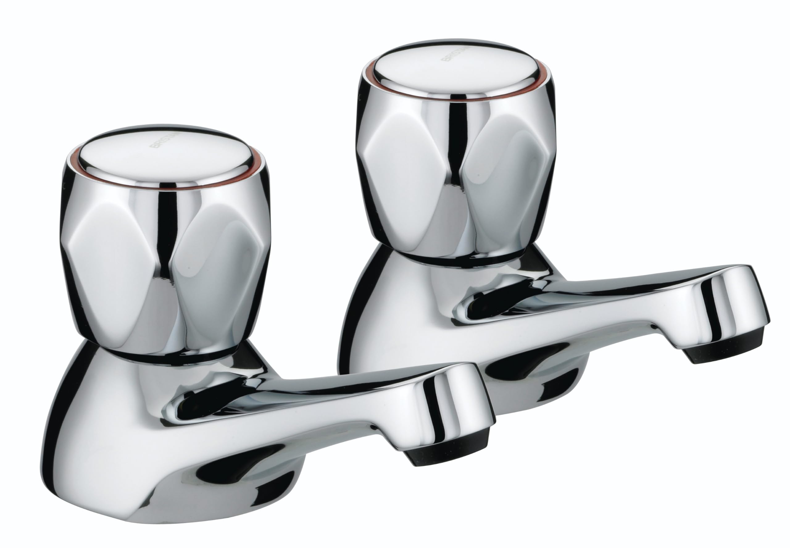Bristan VAC 3/4 C MT Club Bath Taps with Metal Heads - Chrome Plated