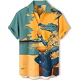 DADDYLOCO Men's Hawaiian Shirt,Ocean Print Shirt, Funny Short Sleeve Button Down,Regular Fit