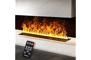 MEXHOM Electric Fireplace 3D Water Vapor Fireplace Recessed Realistic Atomized Flame, with Water and Remote Control Electric Steam Fireplace Stove(Size:L39.37 x W7.87x H8.27 in)