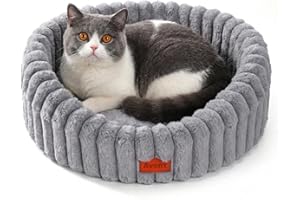 Avont Fluffy Cat Bed for Cats & Small Dogs, Cozy Plush Sleeping Nest for All Sleep Styles, Washable Removable Cushion & Anti-