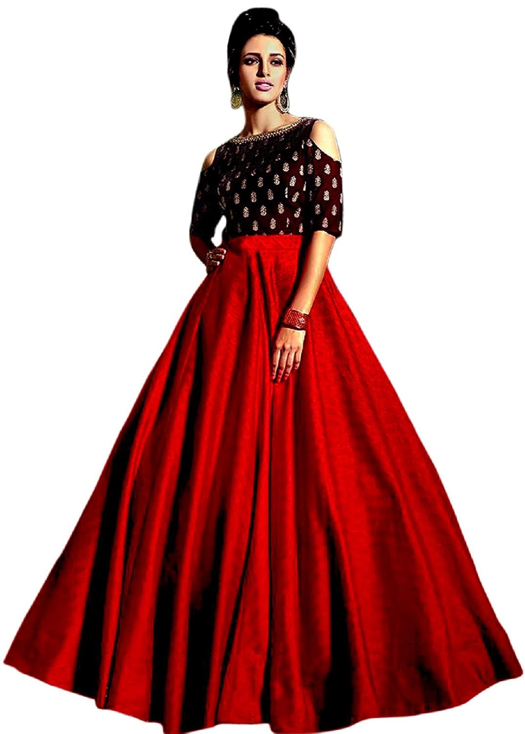 westcoaston women's silk lehenga choli ( dark red_free size)