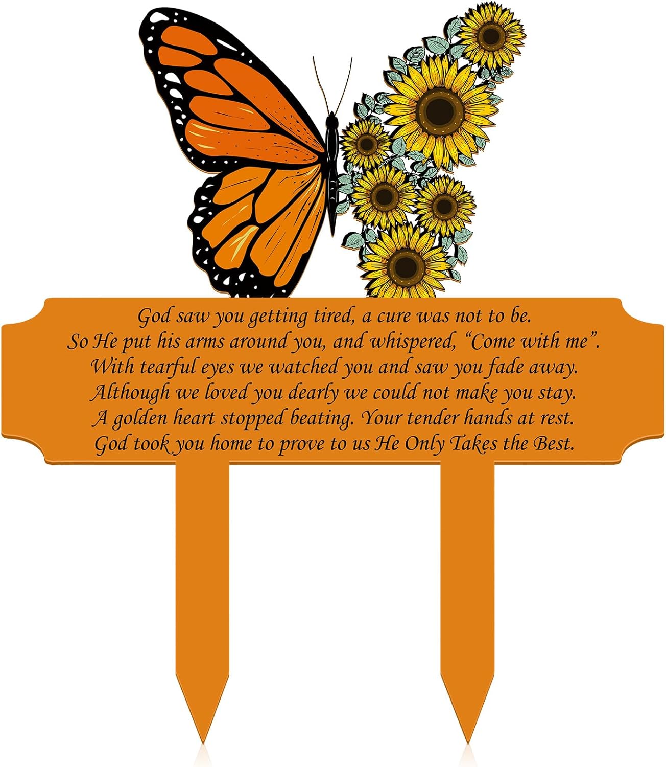 Decorative Garden Stakes - Maitys Memorial Stakes Grave Decorations for Cemetery Grave Plaque Stake Marker Metal Memorial Plaques Sympathy Garden Stake Waterproof Grave Stake Garden Cemetery Decoration Yard Outdoor (Sunflower)