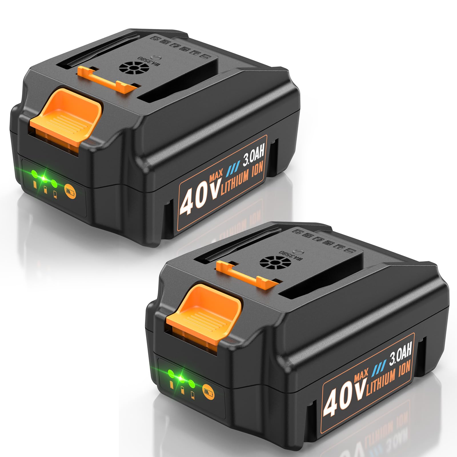 Photo 1 of 2 Packs 40V 3Ah Replacement Battery for Worx 40V Battery WA3580 - Compatible with Worx 40 Volt Cordless Tools WG180 WG280 WG380 WG580 & Charger WA3747 WA3877 (Not Fit 2x20V Tools & Nitro Series WG185)