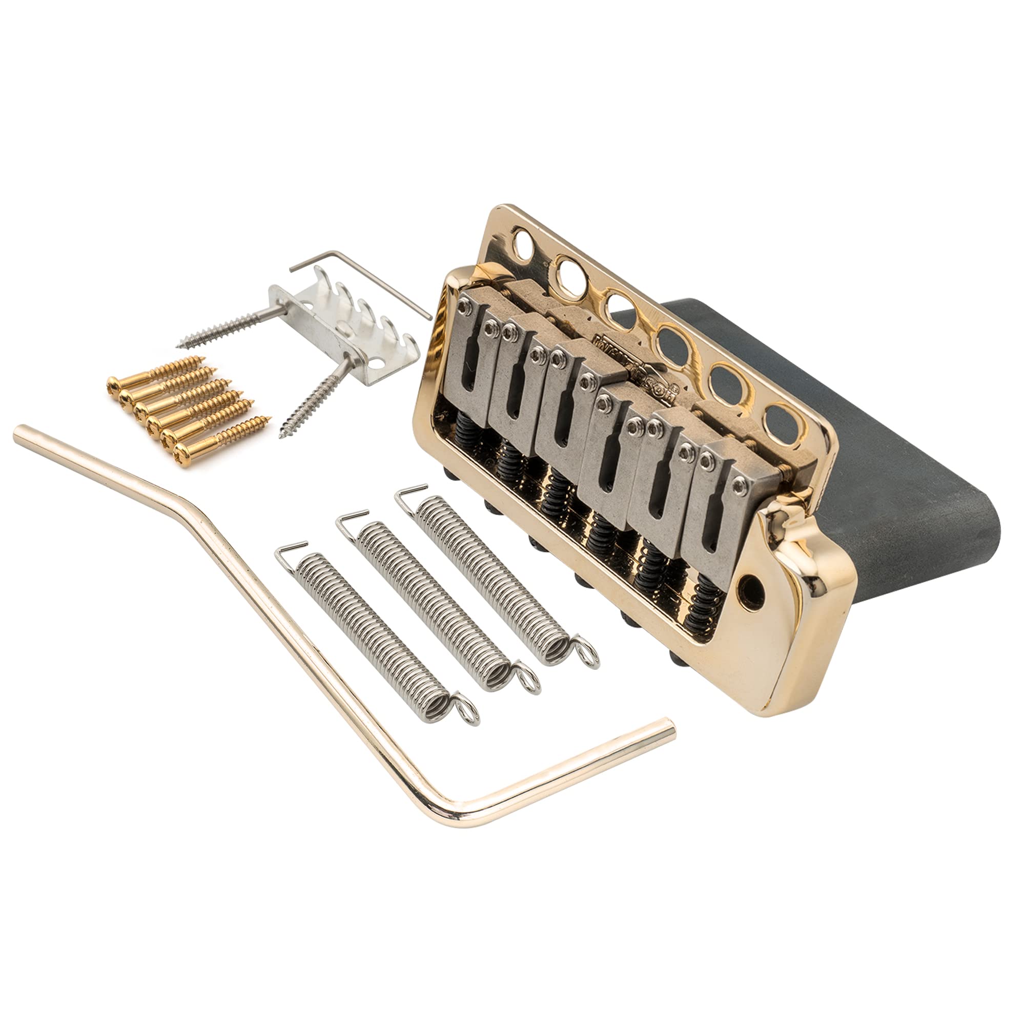 Wilkinson WVP6-SB 54mm 5+1 Hole SUS Stainless Steel Saddles Guitar Tremolo Bridge with Full Solid Steel Block for Import Strat and Japan Strat, Gold