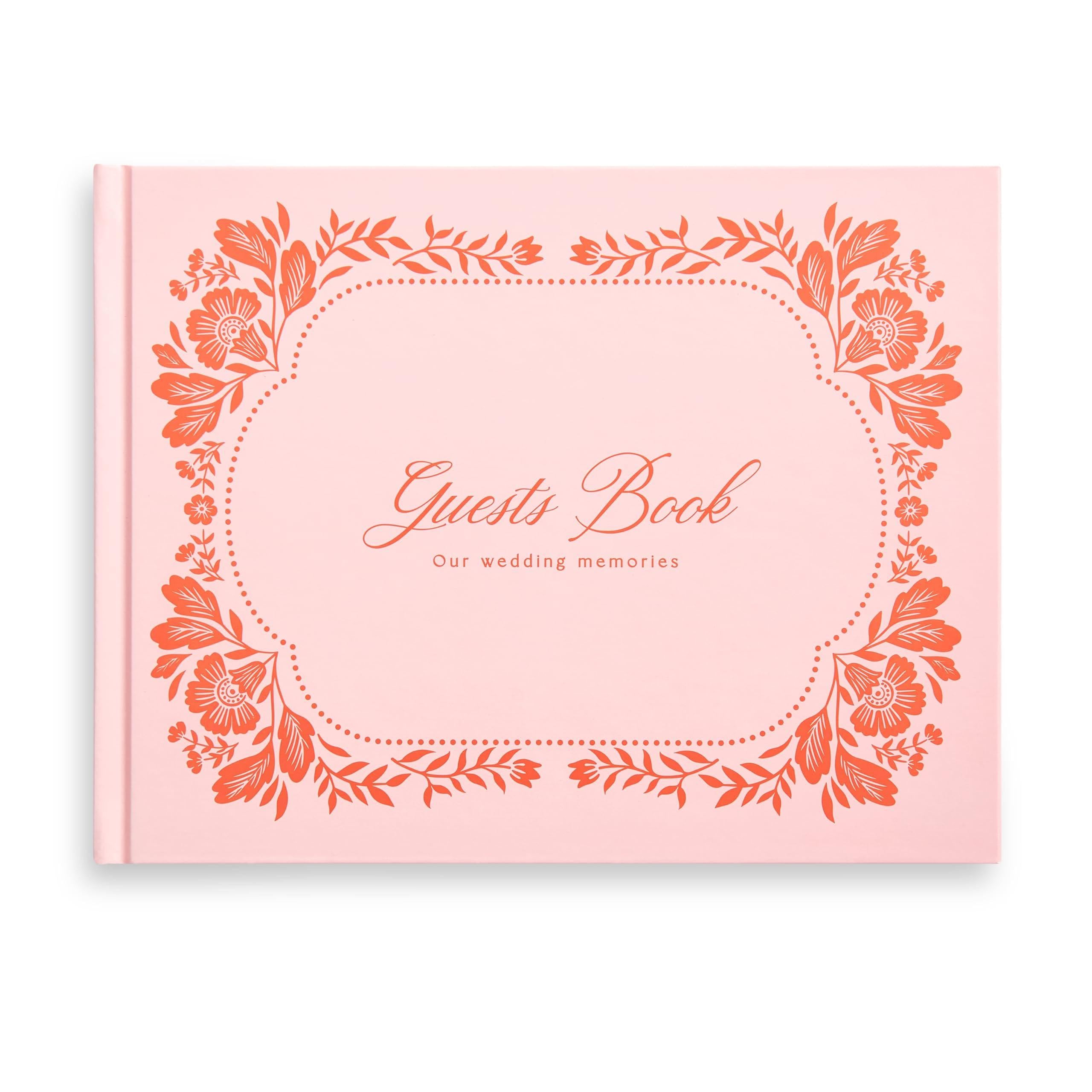 Photo 1 of &And Per Se Guest Book for Party, Photo Book, Blank Book and Birthday Guest Book for Special Events, Baby Shower Book to Sign with Blank Lined Pages & Photo Spots (Pink with Pattern)