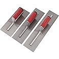 ZJNOTED 3 pcs Carbon Steel Finishing Masonry Trowel Set Soft Handle, Concrete Finishing Tools Plastering Trowel Wall-Board Plasterboard