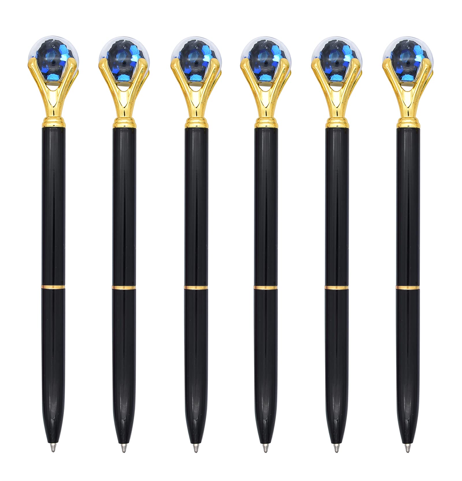 Gullor 6 Pieces Black Ink Pens Diamond Ball Medium Point Ballpoint Pens, Black