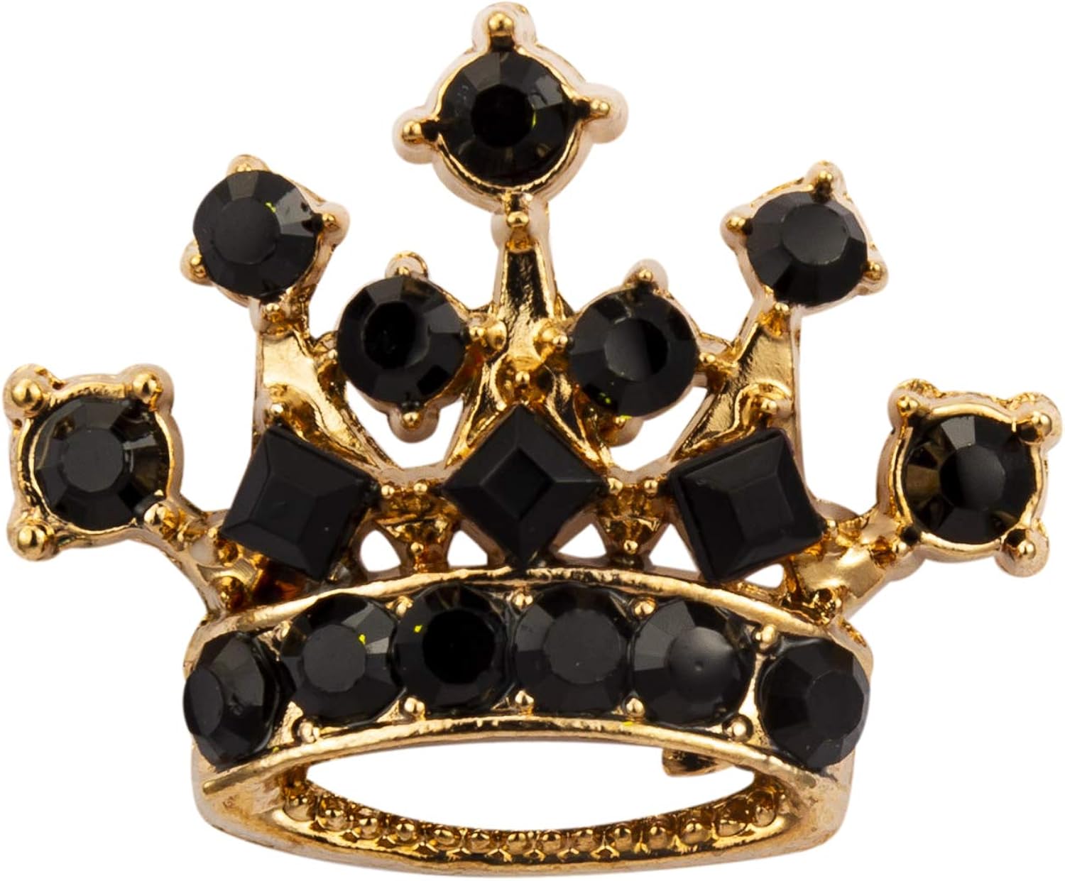Brooch Lapel Pin for Men Golden Crown with Black Stone Detailing Lapel Pin Badge Coat Suit Wedding Gift Party Shirt Collar Accessories
