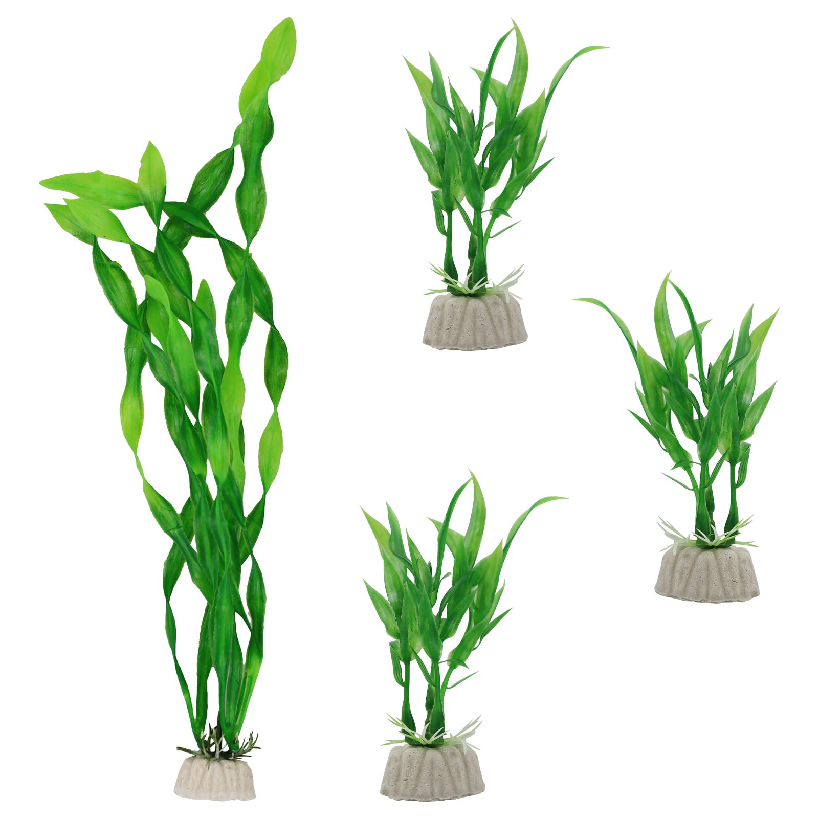 Aquarium Decoration Plants, 4pcs Artificial Plastic Plants, Resin Fish Tank Ornament Plant Decoration, Green Aquarium Plants, Vivid Simulation Fish Tank Decorations, Lifelike Fake Aquatic Plants