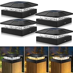 Peasur 4x4 Solar Post Cap Lights Outdoor with 3