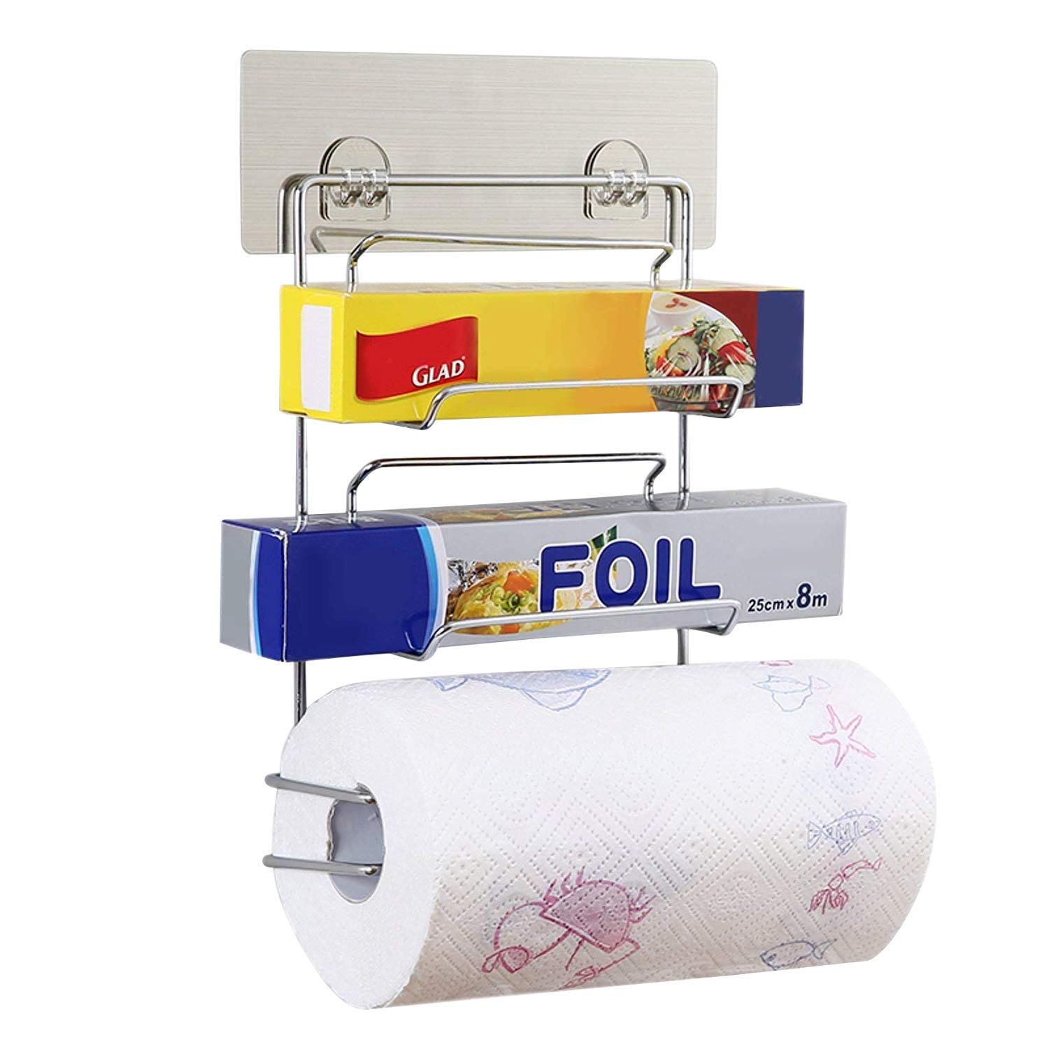 Kitchen Roll Holder 3 in 1 Wall Mounted Storage Rack, Catering