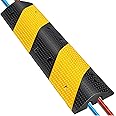 Happybuy 3 Feet Rubber Speed Bump Driveway Modular 22046lbs Load Speed Bumps 38.6 x 11.4 x 2.2 2-Channel Cable Protector Ramp for Garage Gravel Roads Asphalt Concrete (2-Channel, 3ft-Speed Bump)