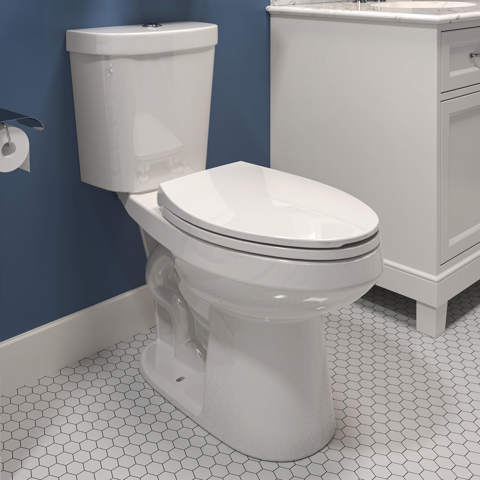 HOROW 17 Inch Tall Toilet, Two-Piece Elongated