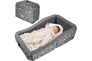 JOYWOO Toddler Floor Bed, Toddler Travel Bed for Kids, Foldable Portable Baby Beds for Home/Playing/Nap/Hotel, Floor Beds with Washable Cloth Cover, Baby Travel Cot for Kids, Charcoal Grey