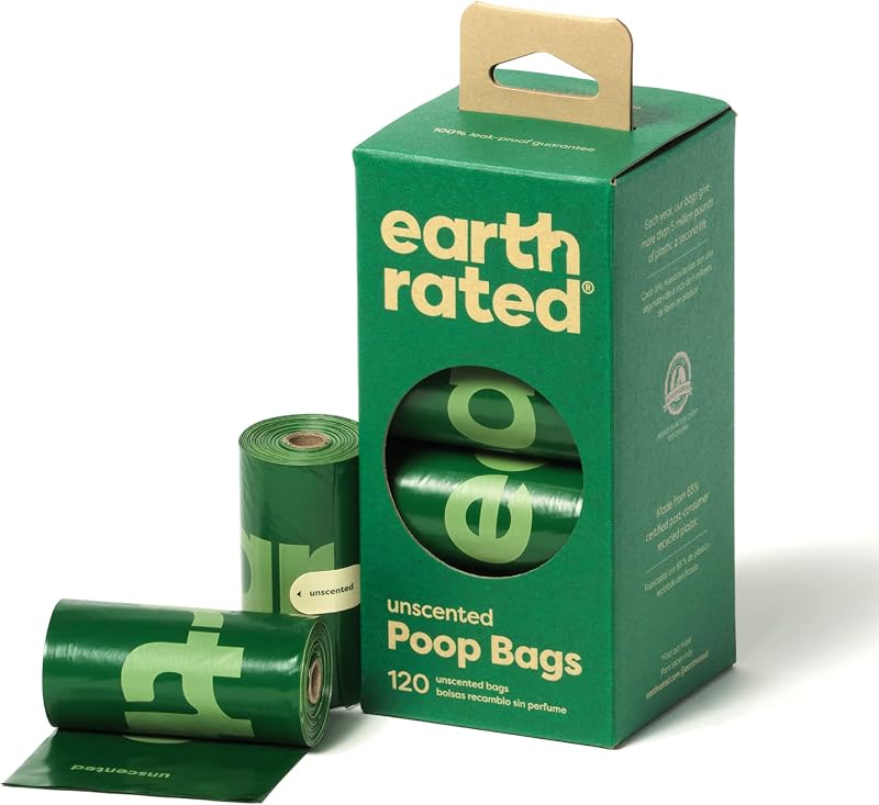 Sacchetti igienici per cani, a prova di perdite e extra resistenti, rotoli di ricarica, senza profumo, 120 pezzi