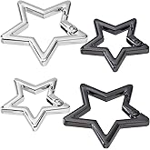 HINZIC 4pcs Star Keychain Clip, Zinc Alloy Heavy Duty Heart Carabiner, Star Spring Snap Clasp Hook for Camping Hiking Fishing Traveling