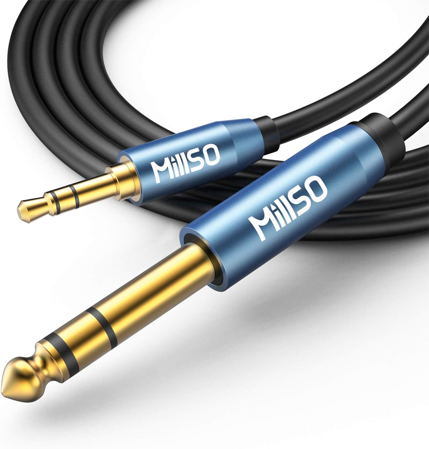 MillSO 3.5mm to 6.35mm Headphone Jack Adapter (5 M / 16 FT) 1/4 inch to 3.5mm TRS Stereo Audio Aux Adapter compatible for Home Audio Amplifiers