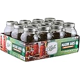 Ball - 16oz Regular Mouth Jars with Lids & Bands 12 Pack Jars, Large Glass Mason Jar for Food Storage with airtight Lid, 0.12
