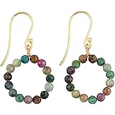 NJCRAFT Gemstone Dainty Earrings - AAA Grade Beads Stones, Silver Plated Handmade Hoop Jewelry, Chakra Crystals, Birthday Anniversary Earrings Gift for Women