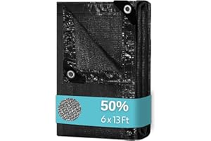 BeGrit 50% 6x13ft Shade Cloth with Grommets Garden Sun Mesh Sunblock UV Resistant Net for Garden Cover Flowers,Patio Plants,Chicken Coop,Greenhouse…