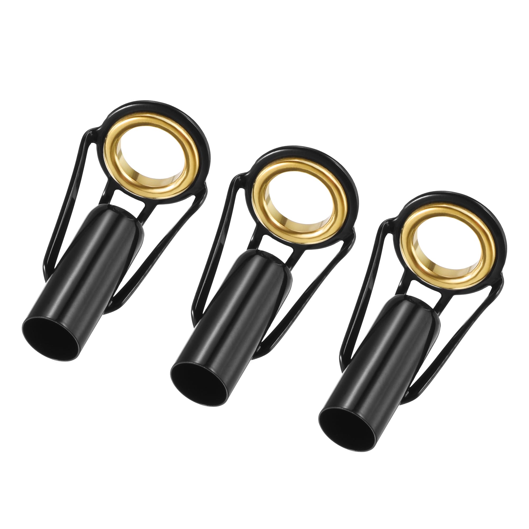 M METERXITY 3 Pack Fishing Rod Tips Repair Kit - Stainless Steel Ring Guide Replacement, Corrosion-Resistant, Apply to Fishing Rod (6mm Tube Dia, Black)