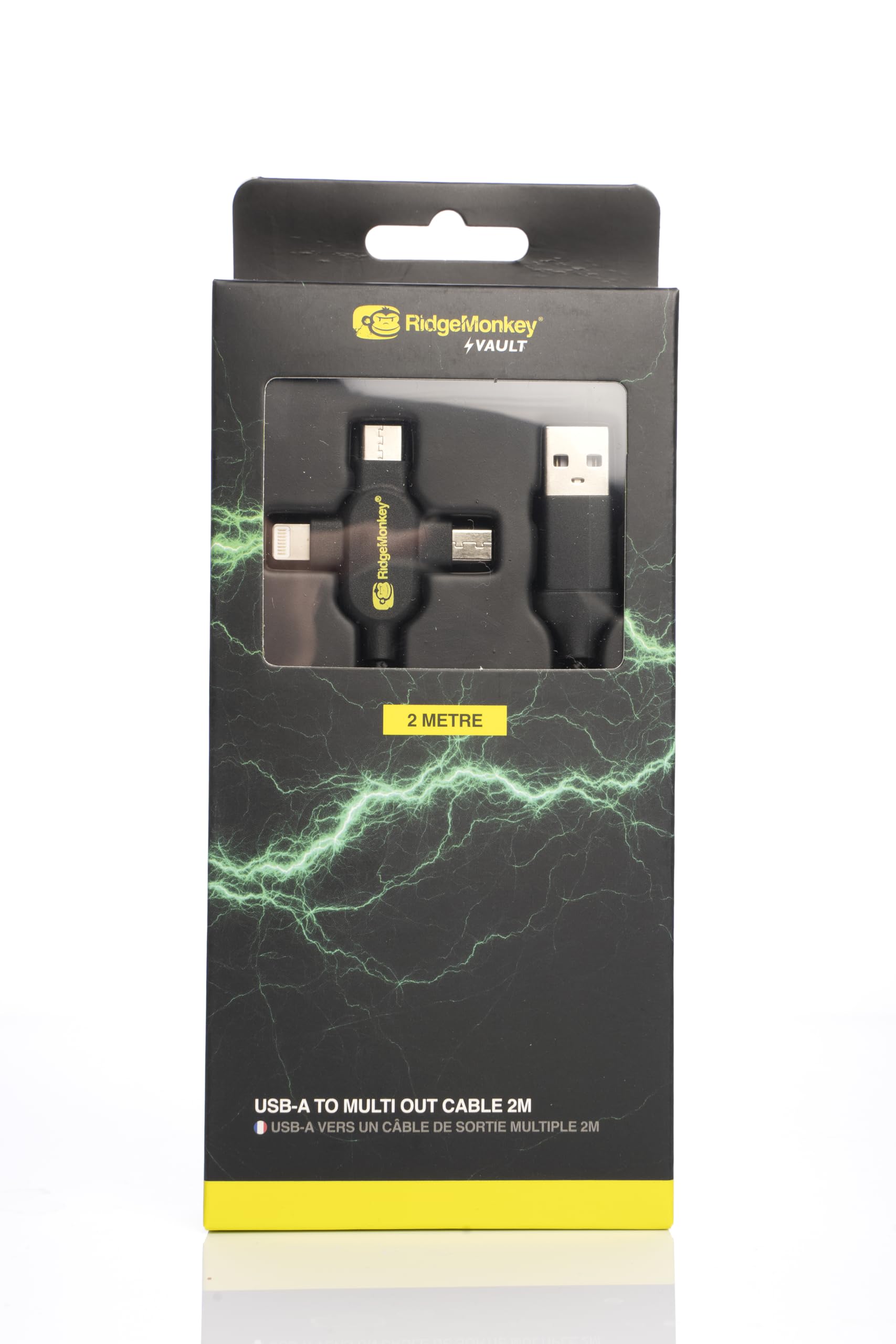 Ridgemonkey Vault USB-A to Multi Out Cable - 2 Metre - Fishing Camping Outdoor Charging Accessories