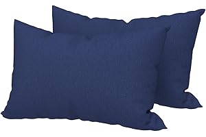 DYTXIII Set of 2 Outdoor Lumbar Pillow Covers Waterproof 12 x 20 Inch, Rectangle Solid Decorative Water Resistant Throw Pillowcase for Balcony, Porch, Couch and Patio Furniture Use - Navy Blue