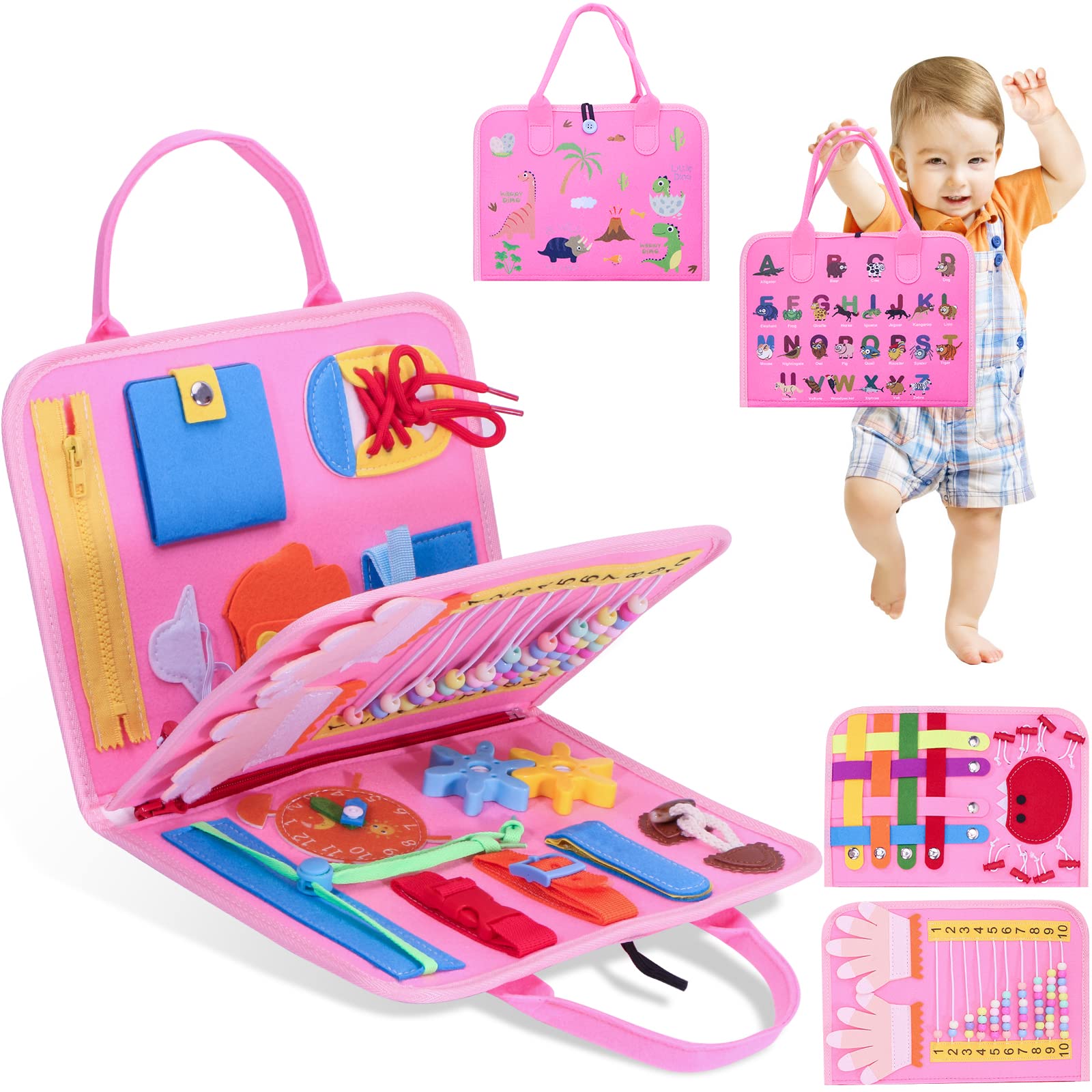 Busy Board for Toddlers, Montessori Sensory Toys Activity Board for Fine Motor Skills, Preschool Educational Learning Gifts for 1 2 3 4 5 Year Old Girls & Boys, Autism Toys, Car Airplane Travel Toy — image 1