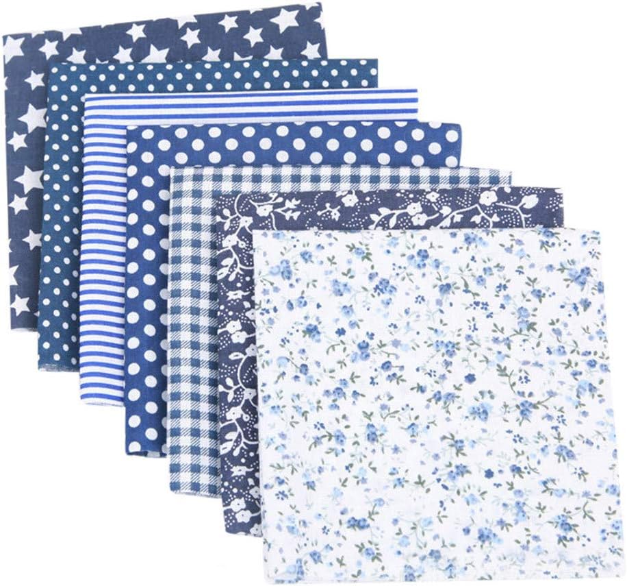 DIY Fabric Sheets, Face Cover Mask, DIY Mask Material, Face Cover Kit, Floral Printed Fabric, Mask Wire, 7PCS Cotton Craft Fabric Bundle Patchwork Squares Quilting Sewing Patchwork DIY (Navy)
