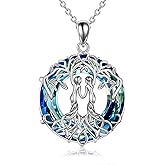 YFN Sterling Silver Tree of Life Abalone/Turquoise Pendant Necklace - Sister Gift for Birthday or Any Occasion
