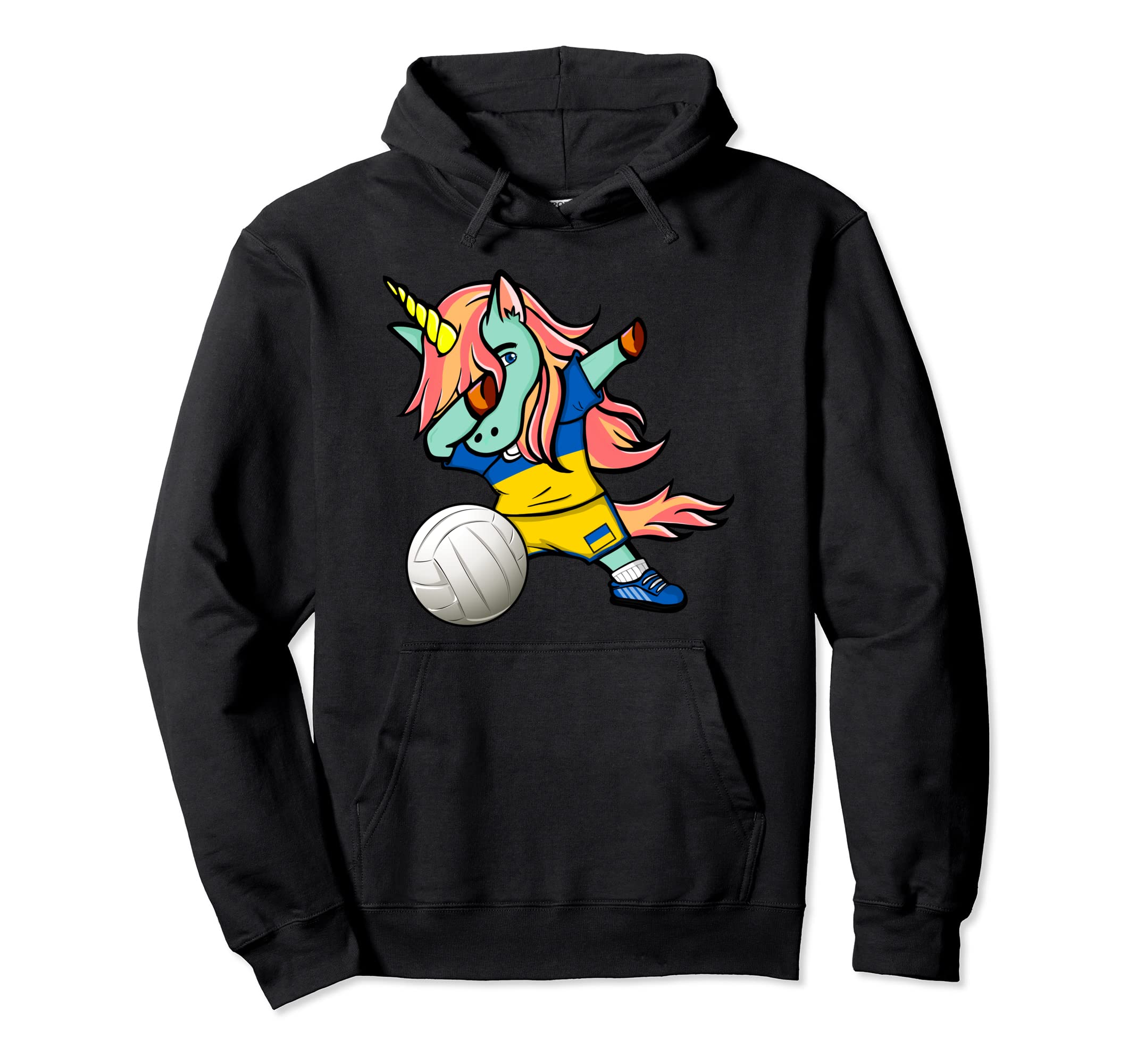 Dab Unicorn Ukraine Volleyball Lovers Jersey Ukrainian Flag Pullover Hoodie