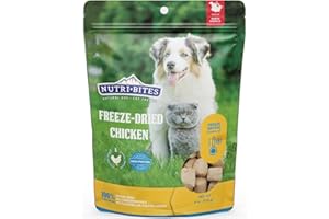 Nutri Bites Freeze Dried Chicken Dog & Cat Treats, 4 oz | Healthy Pet Training Treats or Food Topper | All Natural, 1 Single Animal Protein, High Protein