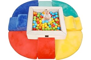 75" x 75" Climbing Toys for Toddlers 1-3, Indoor Climbing Blocks with Ball Pit for Baby, 9-Piece Soft Foam Blocks Climbers To