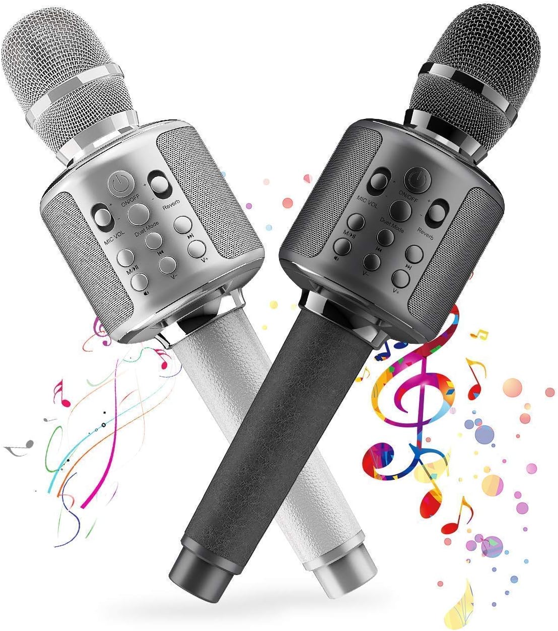 GOODaaa Dual Karaoke Microphone Wireless Singing Machine with Bluetooth Speaker for Cell Phone/PC, Portable Handheld Mic Speaker Support Reverb/Duet