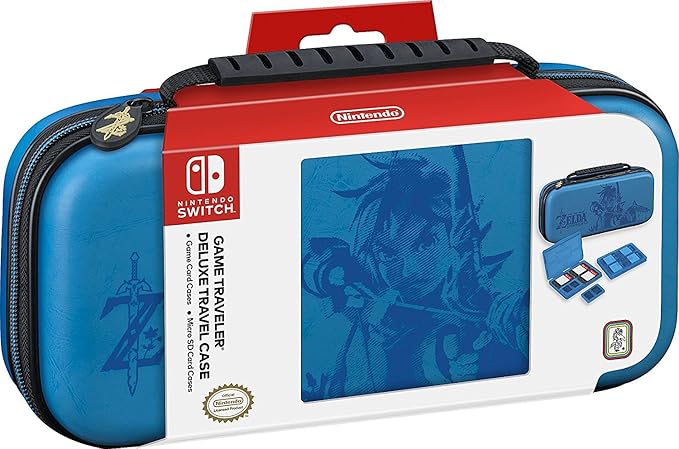 Amazon ニンテンドースイッチ ケース 収納 デラックストラベルケース ゼルダの伝説 ブレスオブザワイルド ブルー 並行輸入品 周辺機器 アクセサリ