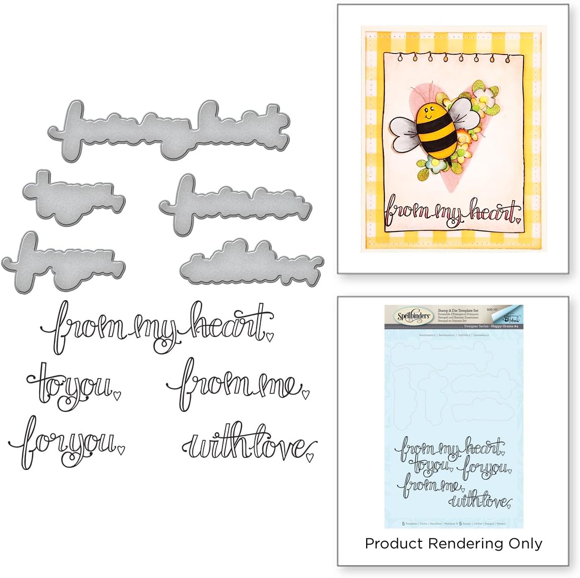 Spellbinders Sentiments II Stamp & Die Set, Metal, Multicoloured, 23.9 x 15.4 x 0.5 cm, Multicolor
