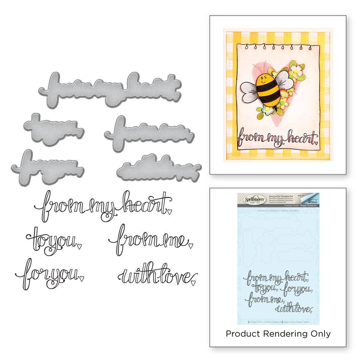 Spellbinders Sentiments II Stamp & Die Set, Metal, Multicoloured, 23.9 x 15.4 x 0.5 cm