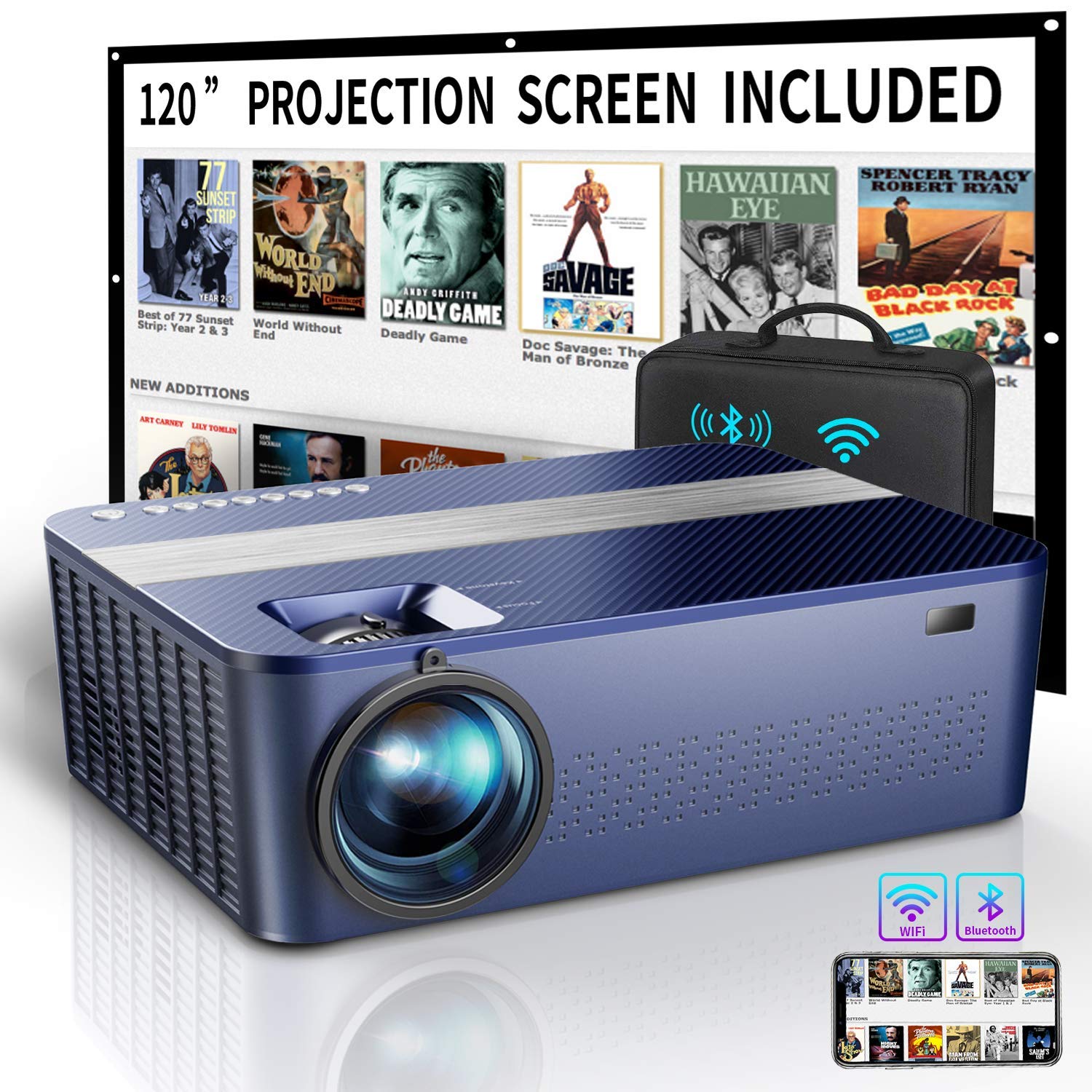 Mua WiFi Bluetooth Native 1080P Projector Includes 120" Projector