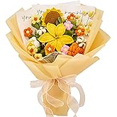 YSHomy Crochet Flowers,Crochet Flower Bouquet with 14 Crochet Flowers, Sunflowers, Roses,Lily Yellow Bouquet for Birthday,Graduation,Valentine's Day,Get Well Gifts (Include Cards)