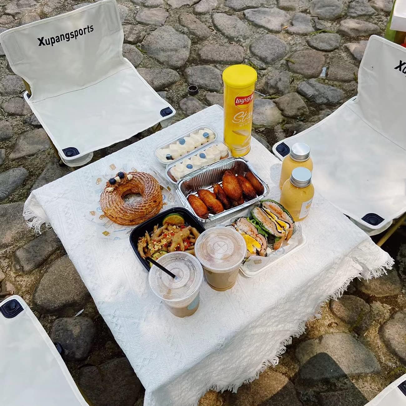 Folding Camping Table with Chairs - Portable Picnic Table Seats Roll Up Table with Carrying Bag for Indoor Outdoor, Travel, Beaches, Party, BBQ, Backyard: Kitchen & Dining
