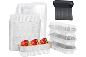 LNYZQUS Mini Loaf Pans with Lids 100 Pack, 6.8oz Mini Cake Pans Rectangle Aluminum Foil Baking Tins Containers,Disposable Small Cake Baking Pan Cupcake Baking Cups Muffin Tins-White