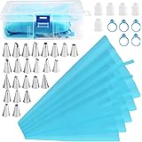 Piping Bag and Tips Set, MOSONTH 40pcs Pastry Bags Set for Baking with 5 Reusable Icing Bags, 5 Standard Converters, 5 Plasti