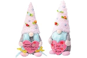 Gwindrise Happy Mother's Day Gnome Plush 2-Pack: Adorable Small Gifts for Mom, Cute Gnomes Holding I Love You Mom and Happy Mother's Day Sign, Pink