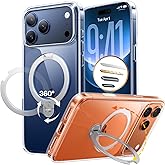 TORRAS 360 Magnetic Stand for iPhone 17 Pro Max Case, Fit for MagSafe, Non-Yellowing Clear Case for iPhone 17 Pro Max Phone Case with Kickstand & Camera Control, Hard PC Protection, Q3 Spin