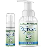 Refresh Liquid Wipe Toilet Paper Foam – Eco-Friendly Flushable Wet Wipe Alternative, Cleanses & Soothes with Witch Hazel & Aloe, Septic & Plumbing Safe 250ml/50ml (10.14 oz Total) (Combo Pack)
