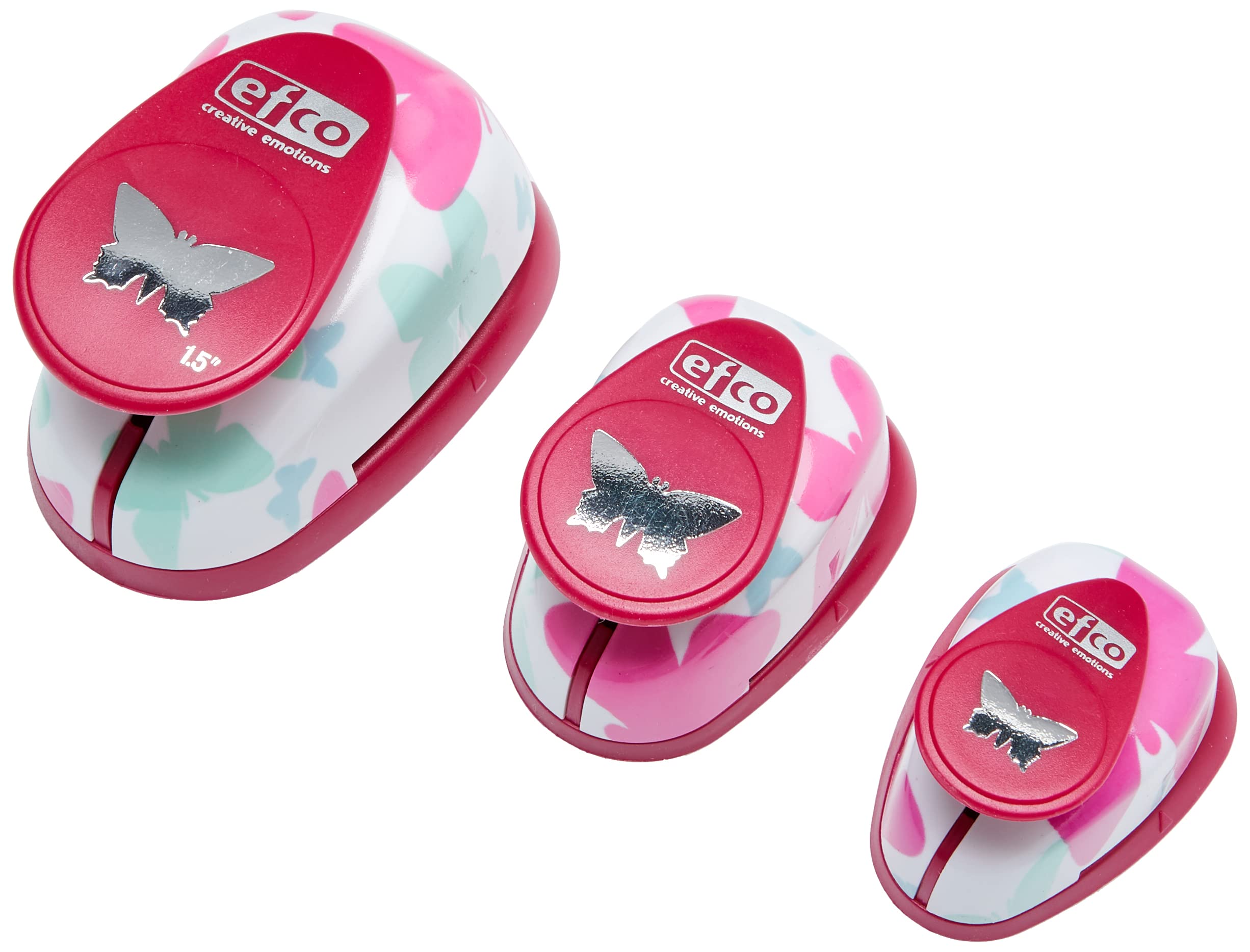 EFCO 1792816 Design Punch Set Butterfly 15 x 9/23 x 14/35 x 21 mm 3 Parts, Pink, 20 x 10 x 4 cm