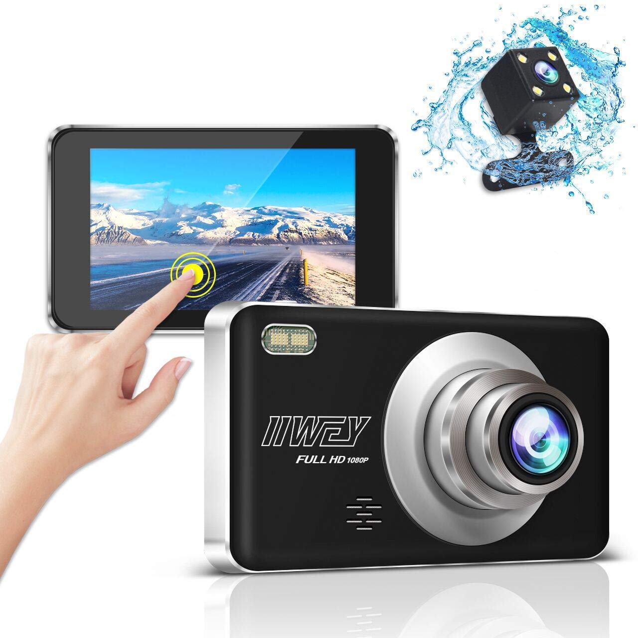 Dash Camera for Cars Front and Rear WDR 170°Wide Angle Car Dashboard