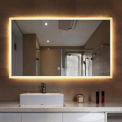 ZHTY Rechteckiger, hintergrundbeleuchteter, beleuchteter Wandspiegel